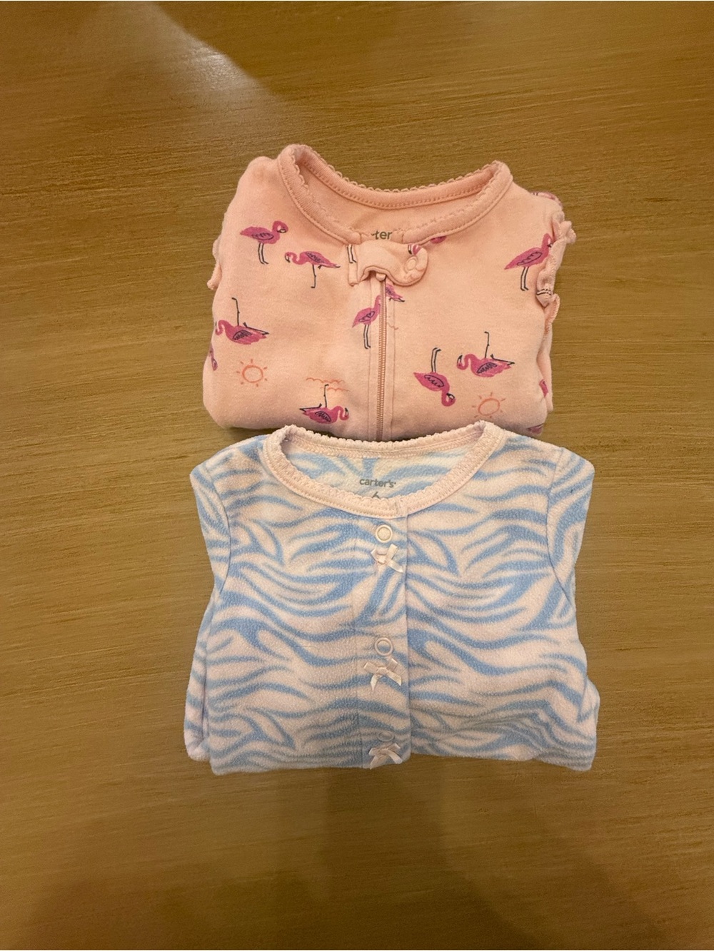 Carter's Pink Flamingo & Light Blue Zebra Sleepers